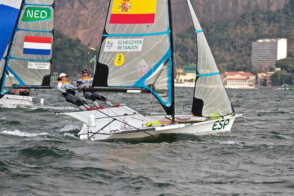 Series leaders, Spain have their work cut out to get into a medal place - 49erFX medal race - 2016 Sailing Olympics © Richard Gladwell www.photosport.co.nz